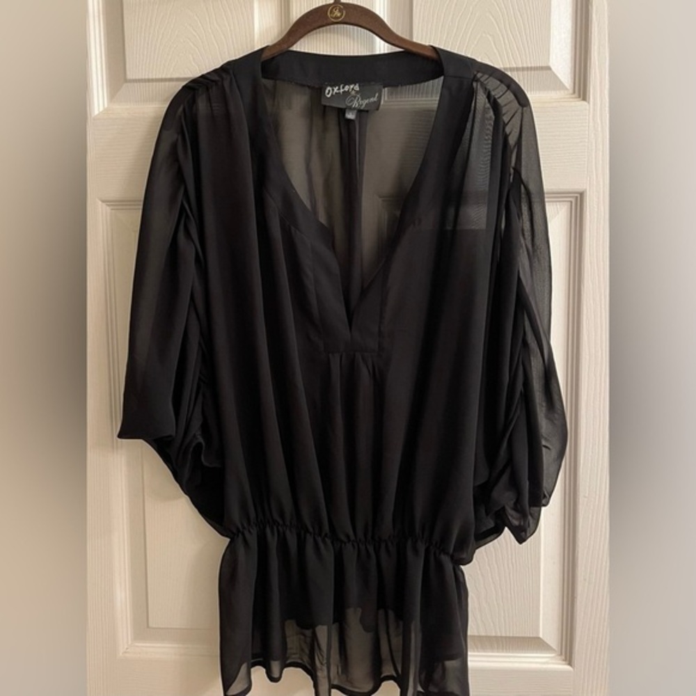 OXFORD & REGENT~SHEER BLACK TOPPER~LG